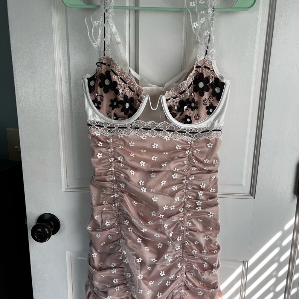 For Love and Lemins Floral Lace Ruched Dress